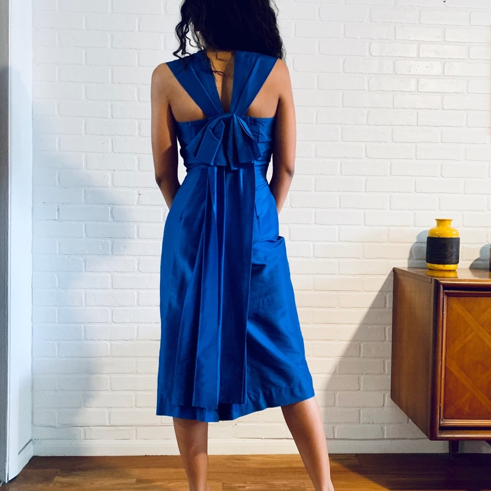 50s Dress Blue Sleeveless Sheath Betty Barclay XS